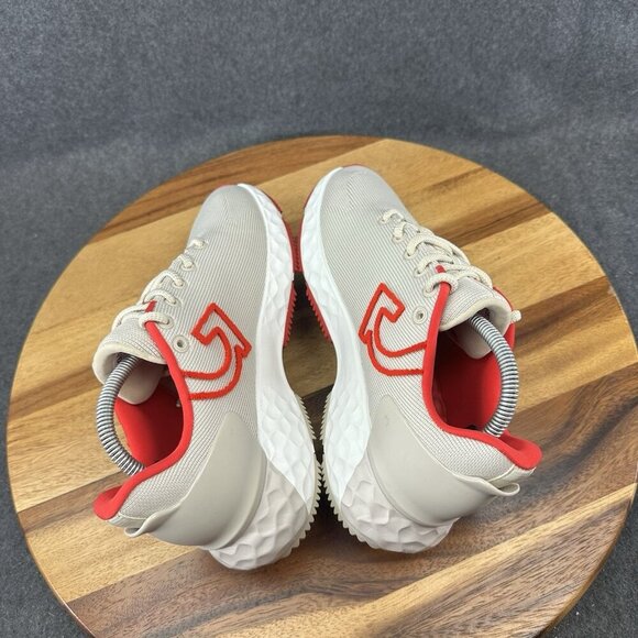 G/FORE GFORE MG4+ Knit Mesh Golf Shoe Sneaker Ladies 6.5 Khaki Tan Red GLF000010 - Picture 9 of 11